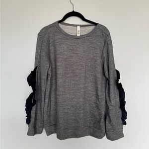 Jolie Los Angelas Gray Longsleeve with Black Ruffle Sleeve Details